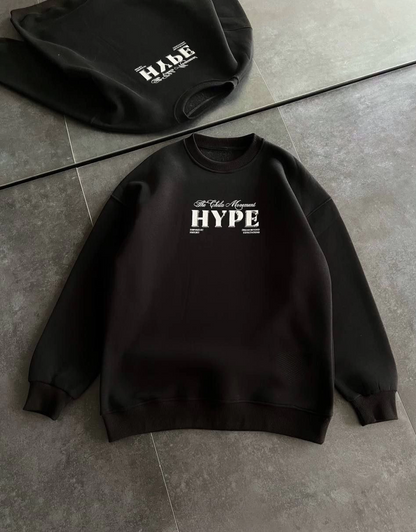 Women's Three-Thread Crew Neck Printed Sweatshirt - Black