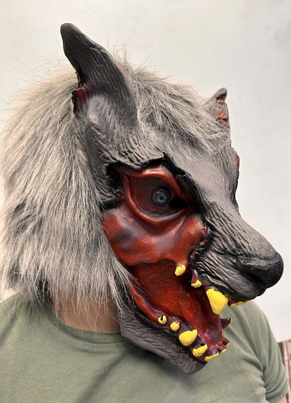 Full Head Latex Gear Open Mouth Wolf Mask (5347)