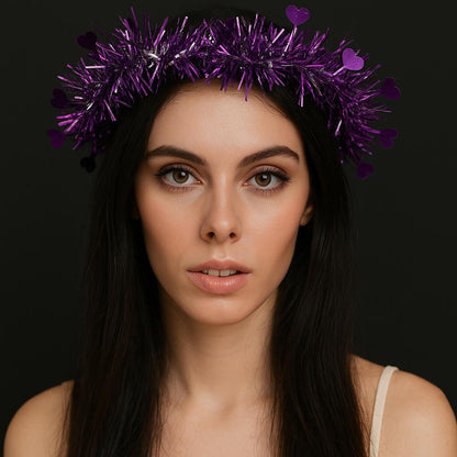 Heart Tassel Night Glow 3-Mode LED Light Crown Purple (5347)