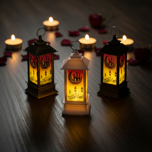 مصباح LED بقبة مربعة صغيرة بطابع رمضاني