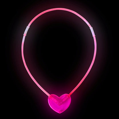 Glow-in-the-Dark Heart-Shaped Necklace, 6 Colors, 6 Pieces (5347)