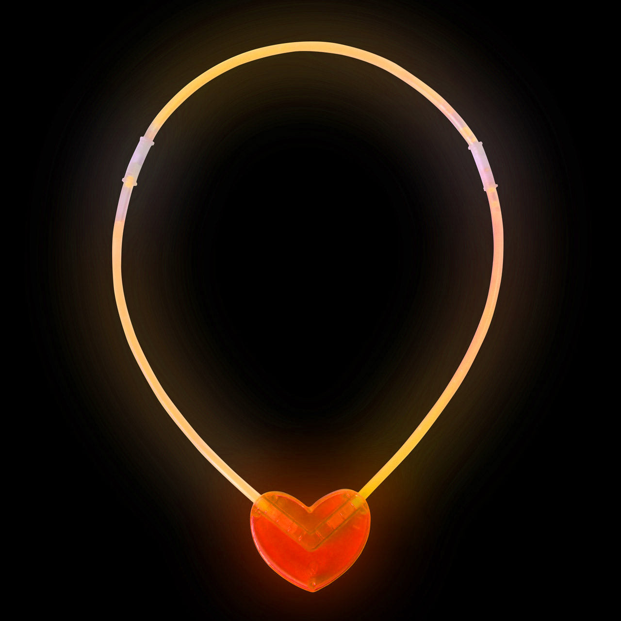 Glow-in-the-Dark Heart-Shaped Necklace, 6 Colors, 6 Pieces (5347)