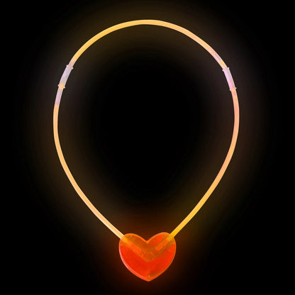 Glow-in-the-Dark Heart-Shaped Necklace, 6 Colors, 6 Pieces (5347)