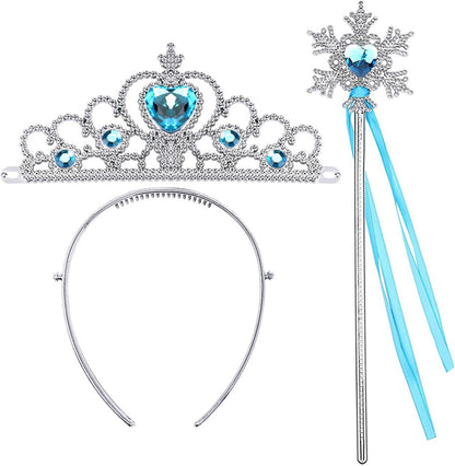 Frozen Elsa Blue Heart Tiara and Snowflake Wand Set (5347)