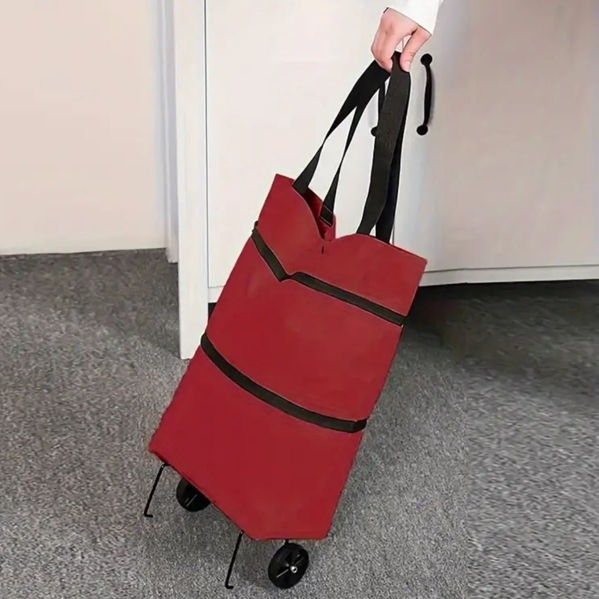 Katlanabilir Tekerlekli Market Çantası,Çok Amaçlı Pazar Arabası,Portatif Alışveriş Bez Torbası (5347)