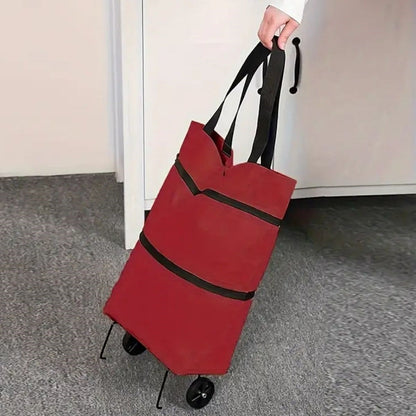 Katlanabilir Tekerlekli Market Çantası,Çok Amaçlı Pazar Arabası,Portatif Alışveriş Bez Torbası (5347)