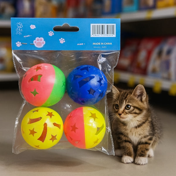 4-Pack Jingle Ball Cat Toy