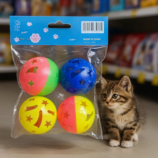 4-Pack Jingle Ball Cat Toy