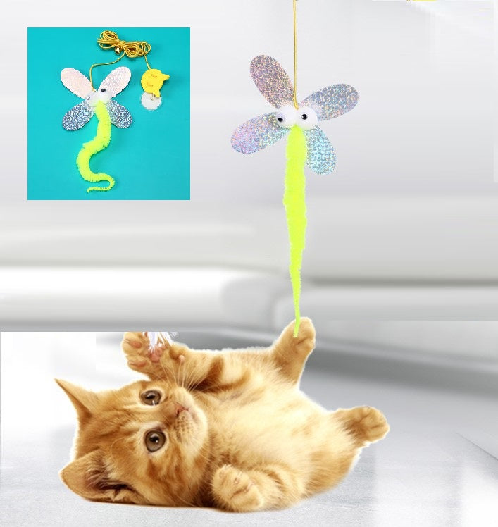 Kelebek Model Elastik Kendinden Yapışkanlı Kedi Oyun Oltası (5347)