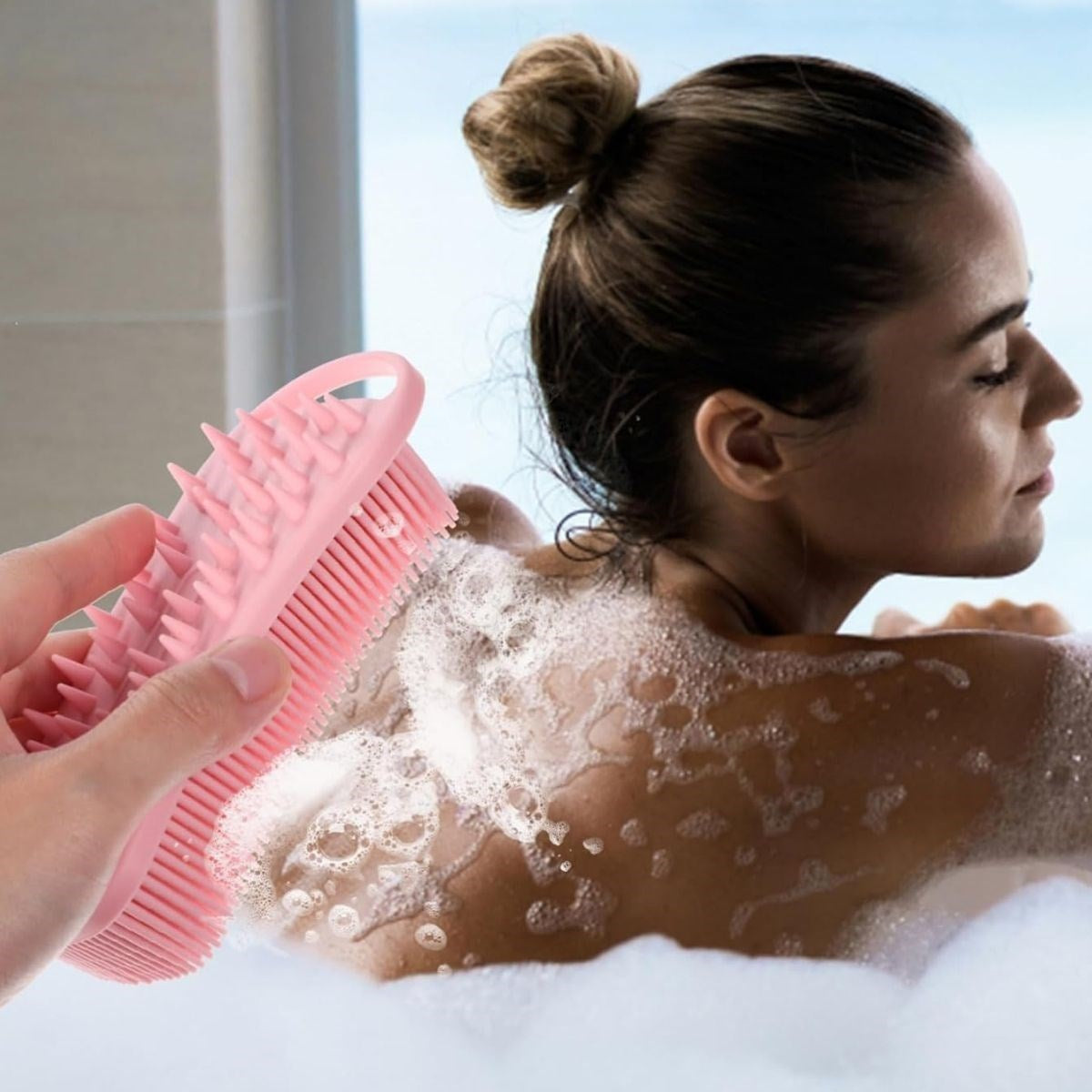 Kendiliğinden Askılı Peeling ve Masaj Etkili Silikon Banyo Vücut Fırçası (5347)