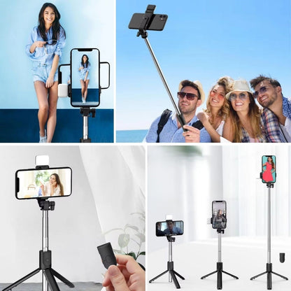 Kendiliğinden LED Işıklı Kumandalı Uzayabilen Selfie Çubuğu,Masa Üstü Tripod (5347)