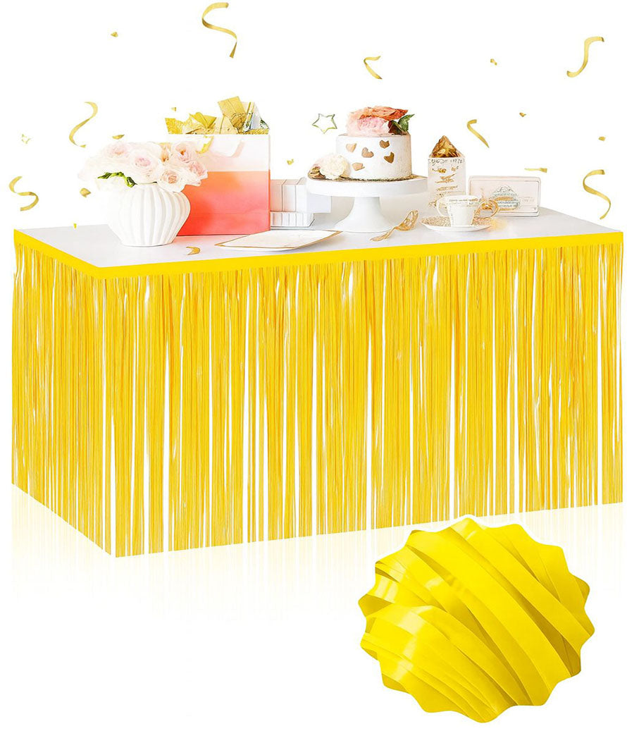 Self-Adhesive Macaron Yellow Tassel Table Skirt