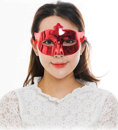 Red Color Costume Party Extra Shiny Ball Mask 15x10 cm (5347)