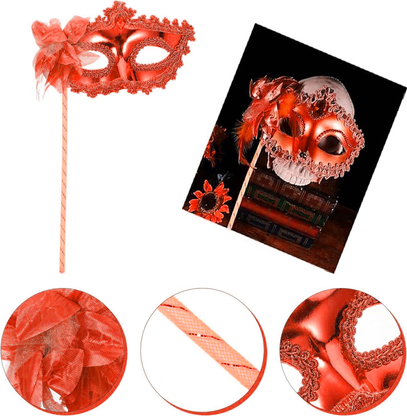 Red Shimmer Photo Shoot Grip Mask