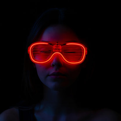 Red LED Light Up Party Glasses - Neon Glow Strip Glasses with 3 Modes (5347)
