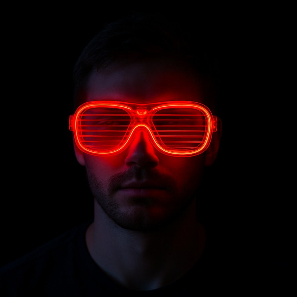 Red LED Light Up Party Glasses - Neon Glow Strip Glasses with 3 Modes (5347)