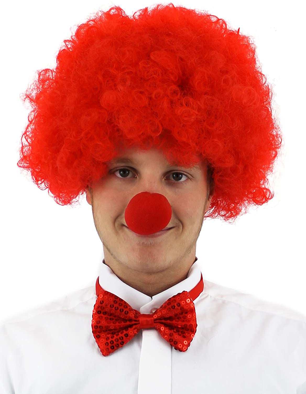 Red Curly Afro Clown Set