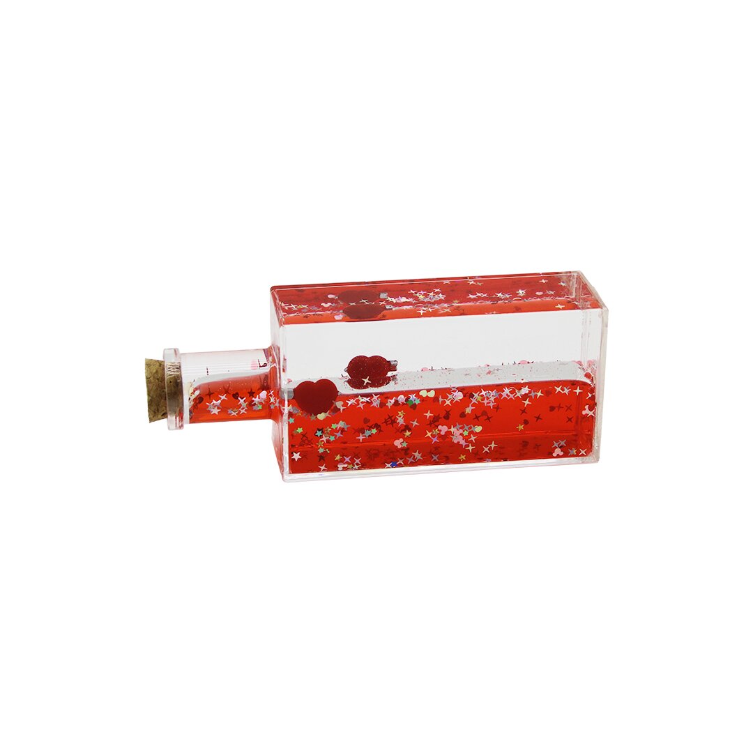 KIRMIZI SU KALP - YILDIZ DİKDÖRTGEN MİKA ŞİŞE YÜZEN BATMAYAN DEKORATİF BİBLO AKVARYUM4.2X6.4X17CM (5347)