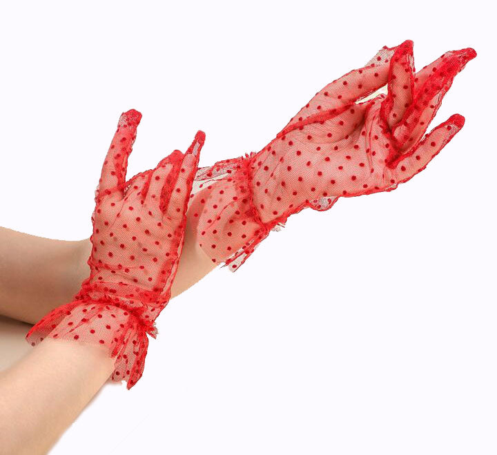 Short Lycra Guipure Adult Tulle Gloves