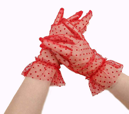 Short Lycra Guipure Adult Tulle Gloves