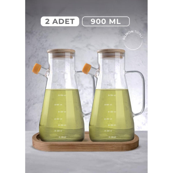Double Glass Oil Bottle with Stand