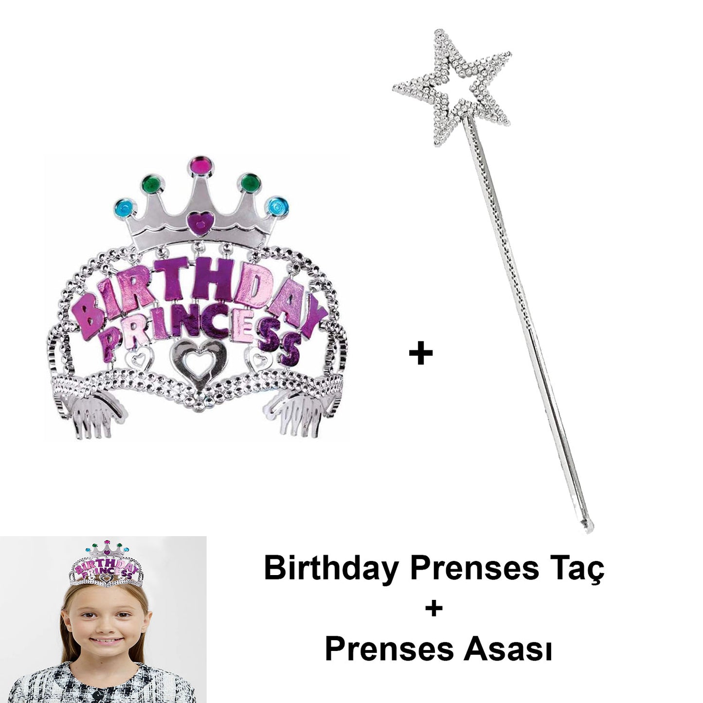Girls' Birthday Princess Set - Tiara and Magic Wand