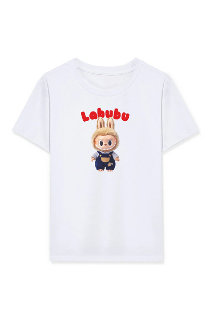Kız Labubu Çocuk Baskılı T-Shirt - Beyaz
