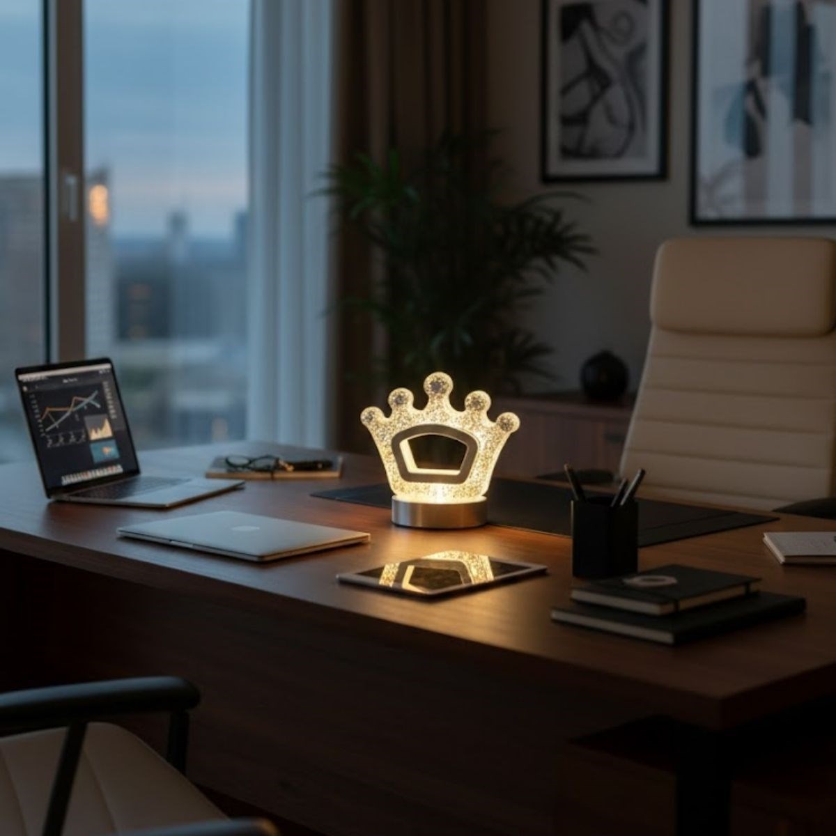 Kral Tacı Model Kristal LED Masa Lambası - Dokunmatik, 3 Renk Işık Modlu, Şarjlı Mini Dekoratif Gece Lambası (5347)