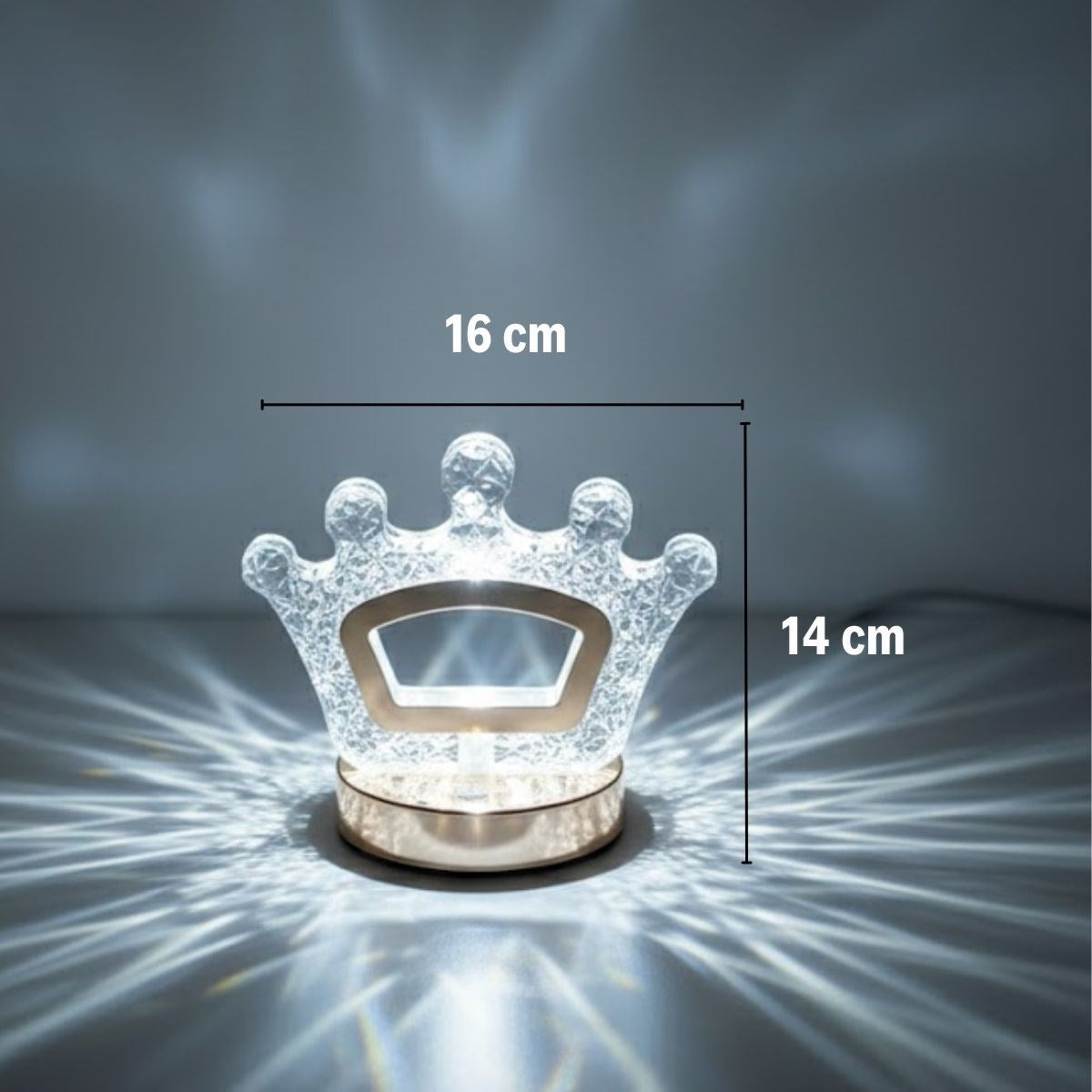 Kral Tacı Model Kristal LED Masa Lambası - Dokunmatik, 3 Renk Işık Modlu, Şarjlı Mini Dekoratif Gece Lambası (5347)