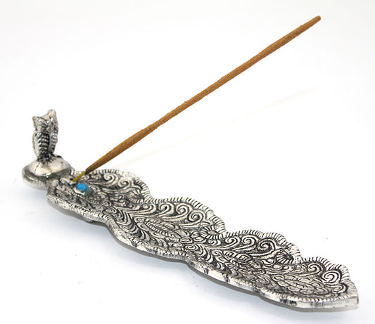 Metal Boat Owl Design Incense Holder Model 2