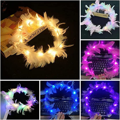 تاج حفلات وردي اللون بمصابيح LED ملونة و 3 وظائف ومقاس 12×12 سم (5347)