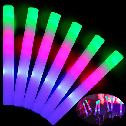 Led Işıklı 3 Modlu Kauçuk Işıklı Sünger Parti Çubuk Sopa - 46 cm (6 lı Paket) (5347)