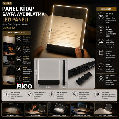 LIGHT PANEL KİTAP SAYFA AYDINLATMA LED PANELİ KİTAP OKUMA PİLLİ 15X17CM İ10-027 (5347)