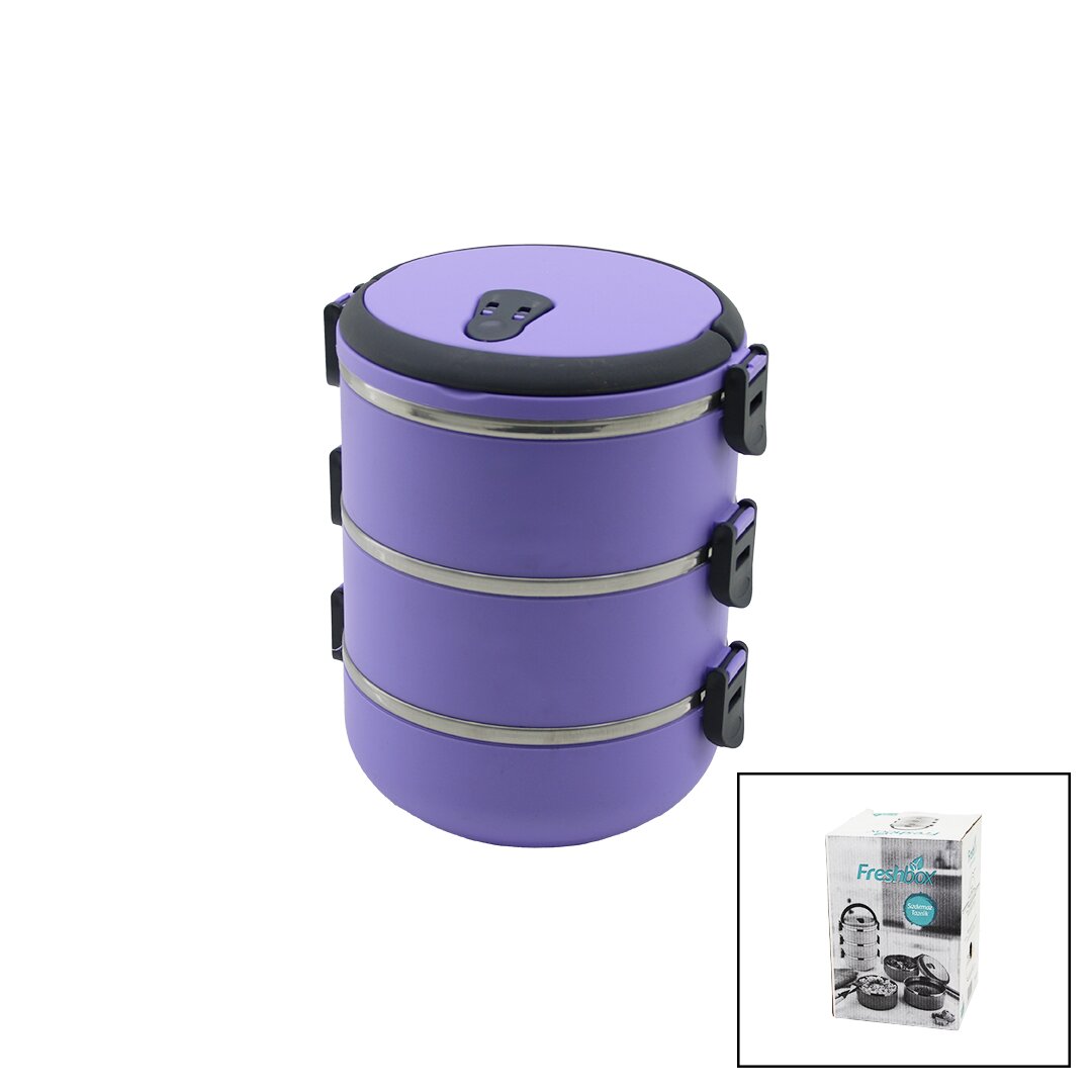LILA 3-TIER LUNCH BOX FOOD CONTAINER 1.8LT (5347)