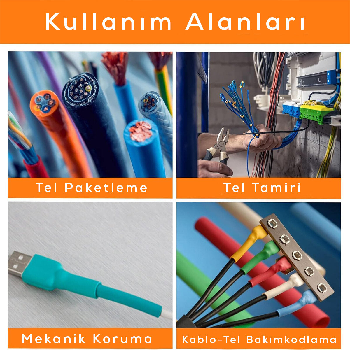 MAKARON KABLO TAMİR SETİ ISIYLA BÜZÜŞMELİ DARALAN HORTUM (5347)