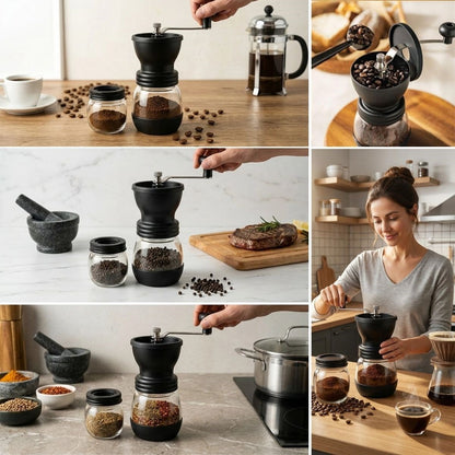 Manuel Cam Hazneli Kahve ve Baharat Öğütücü  - Yedek Cam Hazneli Baharat ve Kahve Çekirdek Değirmeni (5347)