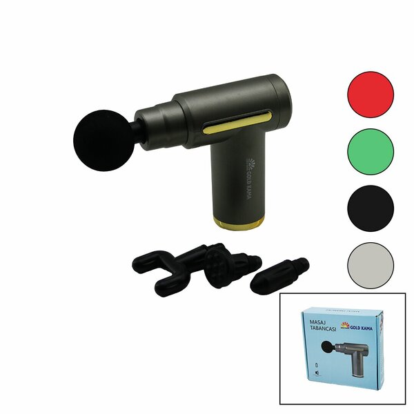 MASAJ ALETİ TABANCA MODEL 3 FARKLI BAŞLIK 6 KADEME HIZ SEVİYESİ USB ŞARJLI - HERHANGİ BİR RENK GÖNDERİLİR (5347)