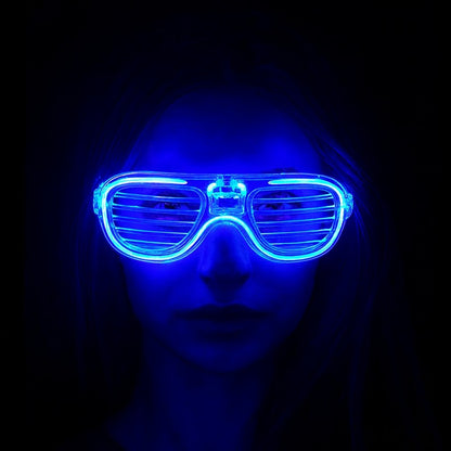 نظارة حفلات LED زرقاء مضيئة - نظارة بشريط نيون متوهج 3 أوضاع (5347)