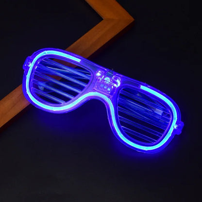 نظارة حفلات LED زرقاء مضيئة - نظارة بشريط نيون متوهج 3 أوضاع (5347)
