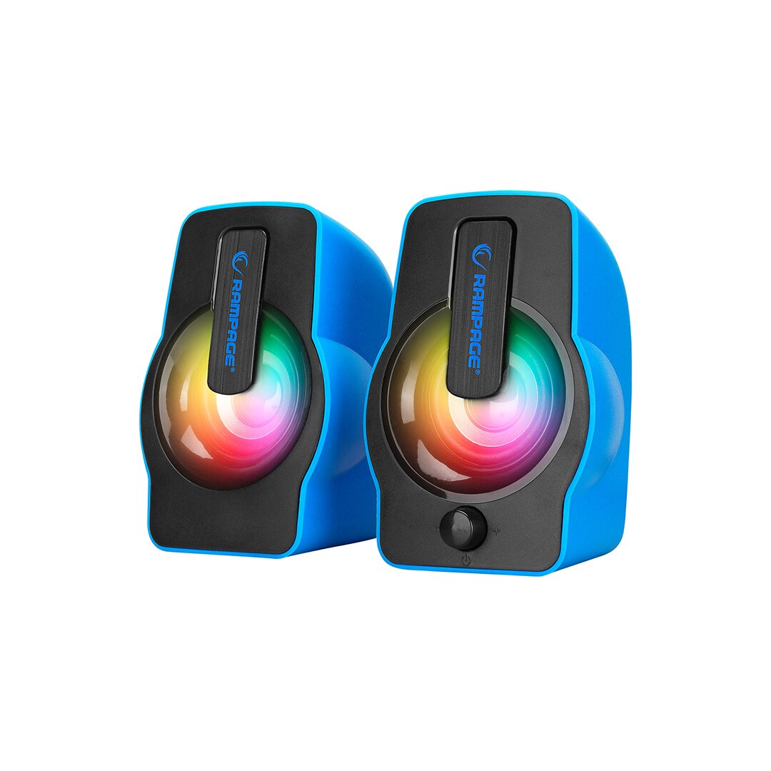 MAVİ - RGB IŞIKLI 1+1 HOPARLÖR SPEAKAER SET USB KABLO 2.0 MULTİMEDYA - 6W (5347)