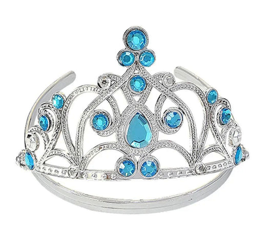 Mavi Taşlı Elsa Çocuk Tacı Prenses Tacı Kraliçe Tacı 16x14 cm (5347)