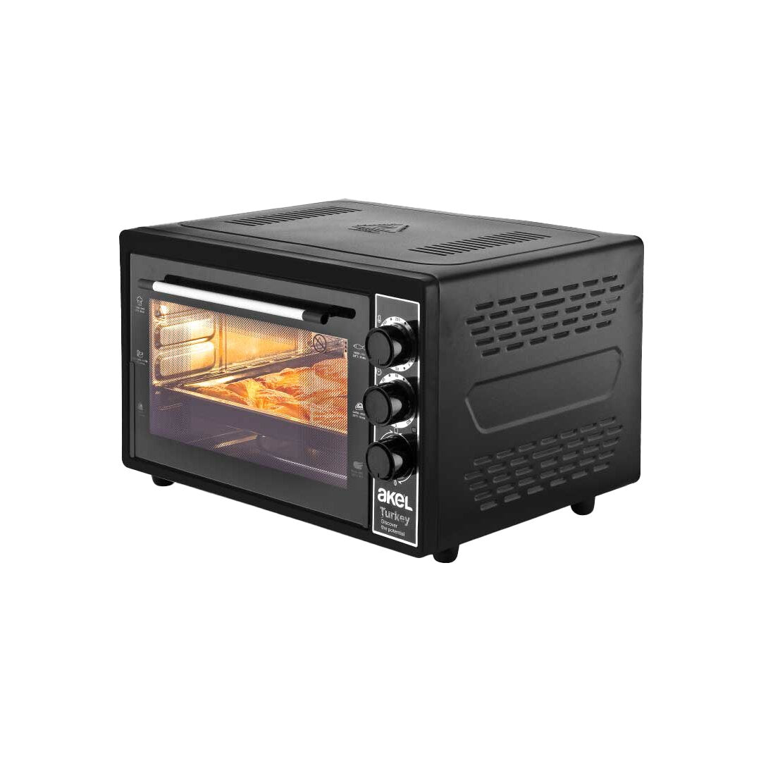 MİDİ FIRIN KARE 38LT AYARLANABİLİR TERMOSTAT = 50-320°C - SAATLİ = 0 - 90 DK ZİL 3 KADEME HIZ AYAR EMAYE TEPSİ (5347)