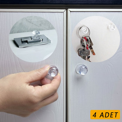 4 أزرار مقابض لاصقة متعددة الأغراض بتصميم كريستالي