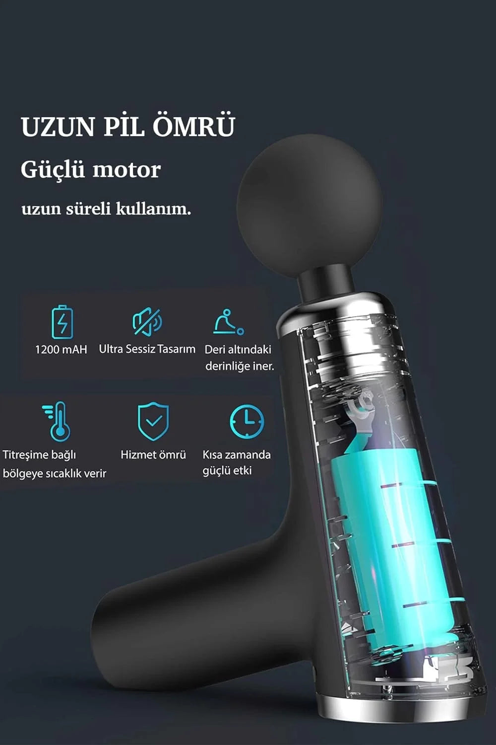 Mini Professional Rechargeable Massage Gun with 4 Heads KH-800 (5347)
