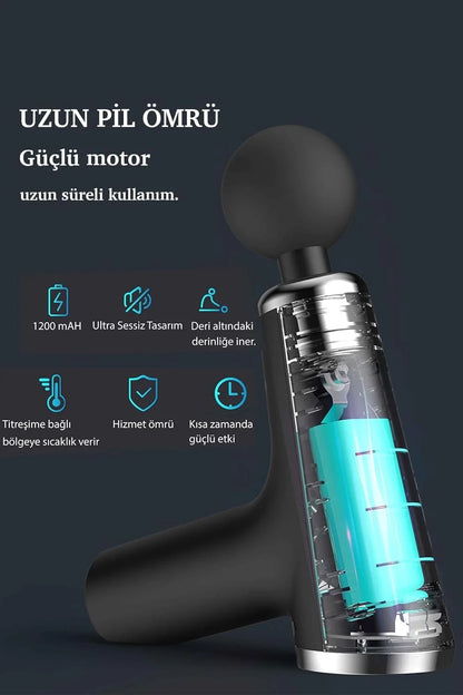 Mini Professional Rechargeable Massage Gun with 4 Heads KH-800 (5347)