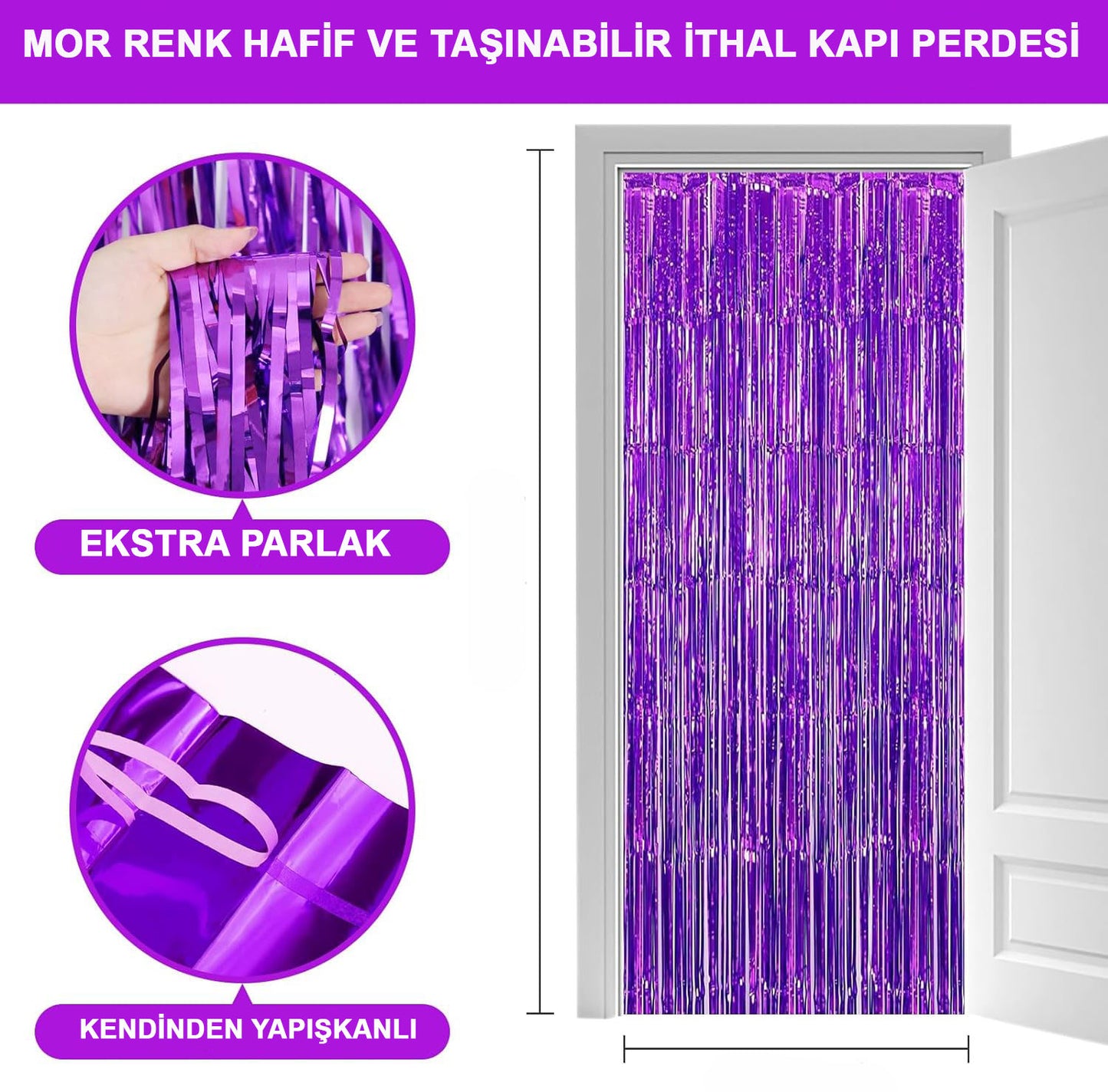 Purple Extra Metallic Fringe Backdrop Curtain