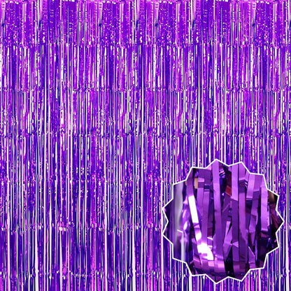 Purple Extra Metallic Fringe Backdrop Curtain