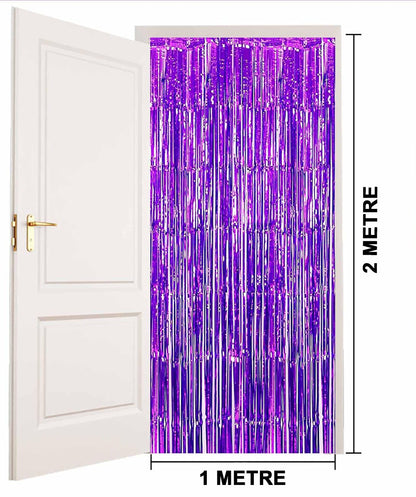 Purple Extra Metallic Fringe Backdrop Curtain