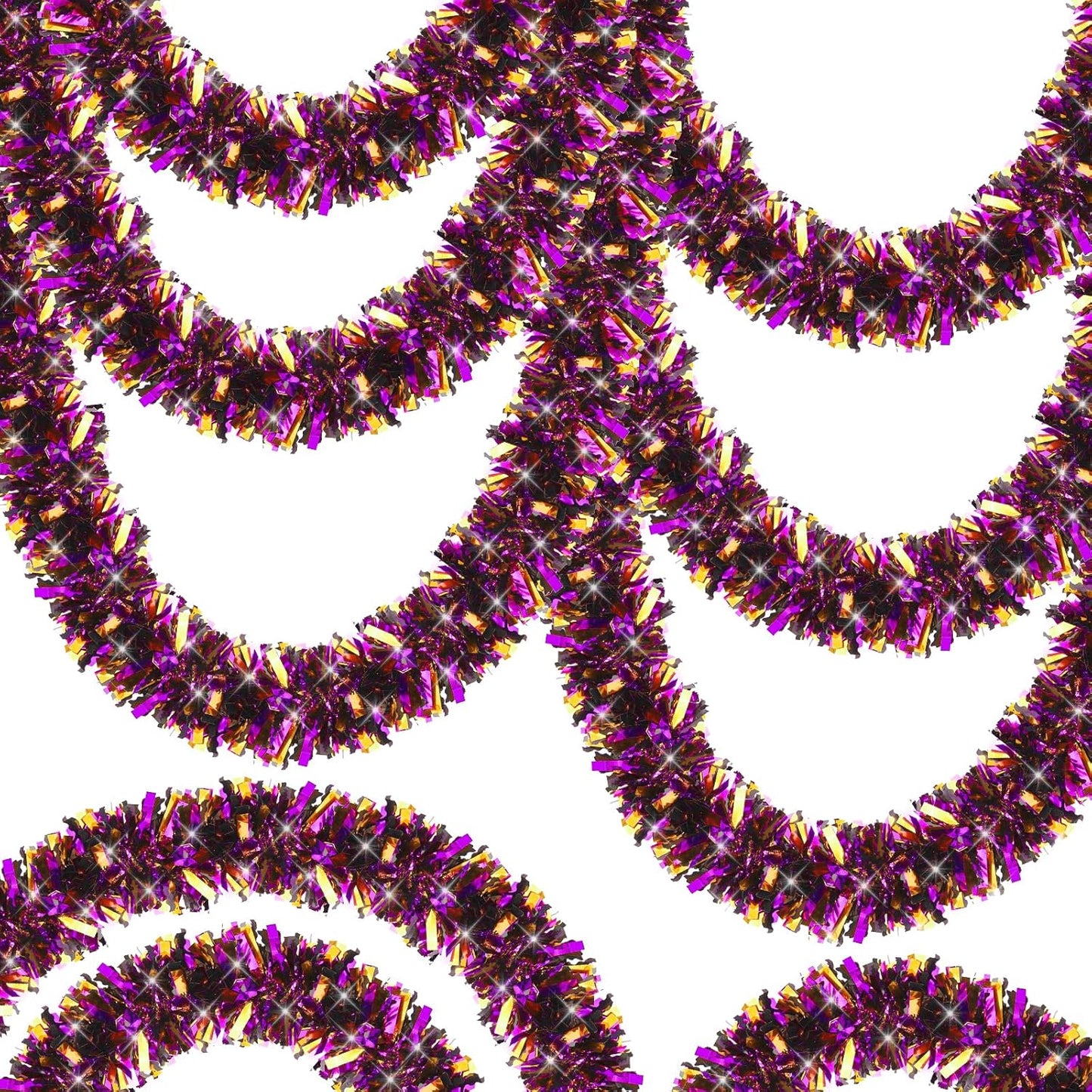 Purple Orange Color 4 cm Wide Garland Double Color Tinsel Decoration 180 cm (5347)