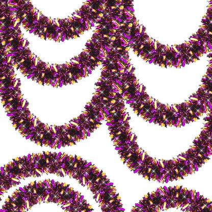 Purple Orange Color 4 cm Wide Garland Double Color Tinsel Decoration 180 cm (5347)